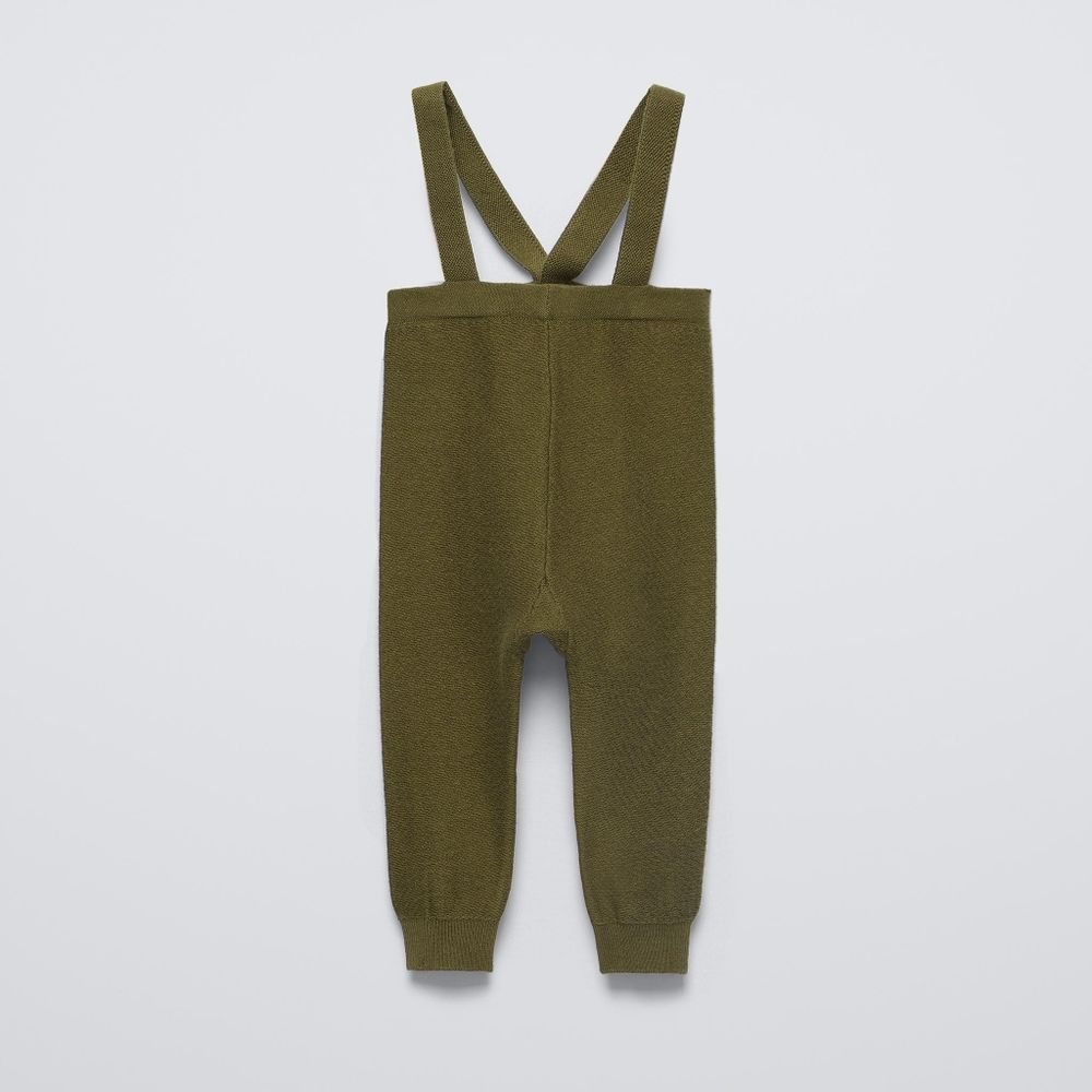 NWT Zara Khaki Green Pants With Suspenders 6-9m